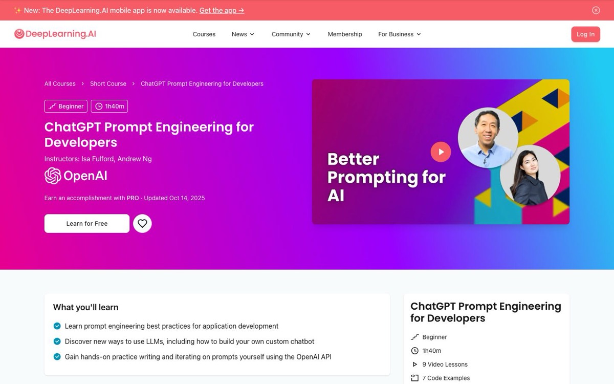 צילום מסך של ChatGPT Prompt Engineering for Developers (DeepLearning.AI)