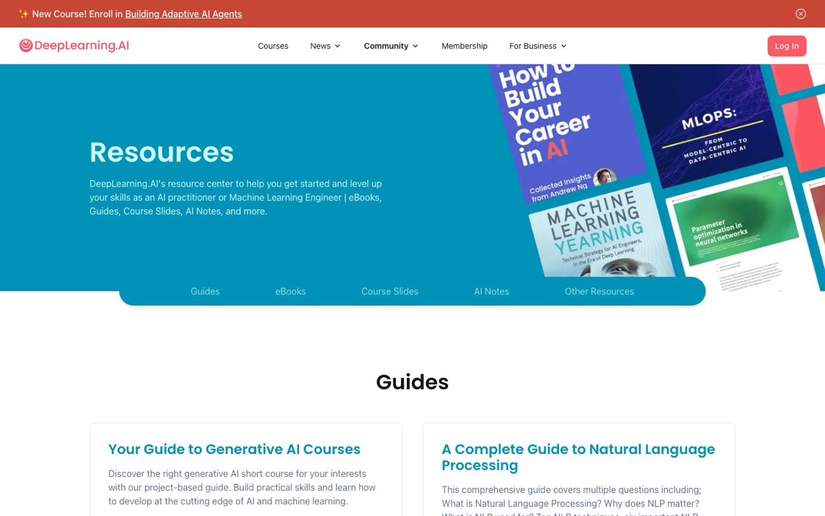 צילום מסך של DeepLearning.AI Resources