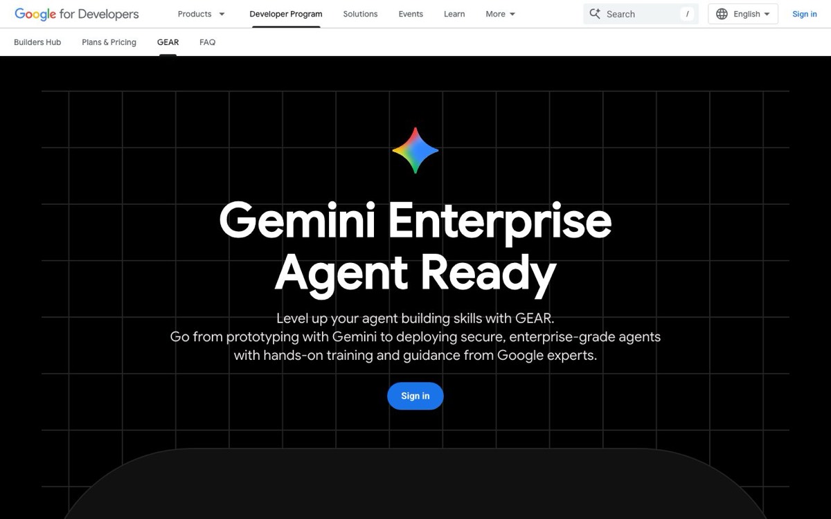 צילום מסך של Google Developer Program and GEAR