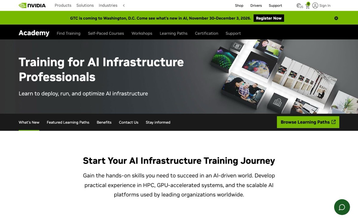 צילום מסך של NVIDIA Academy