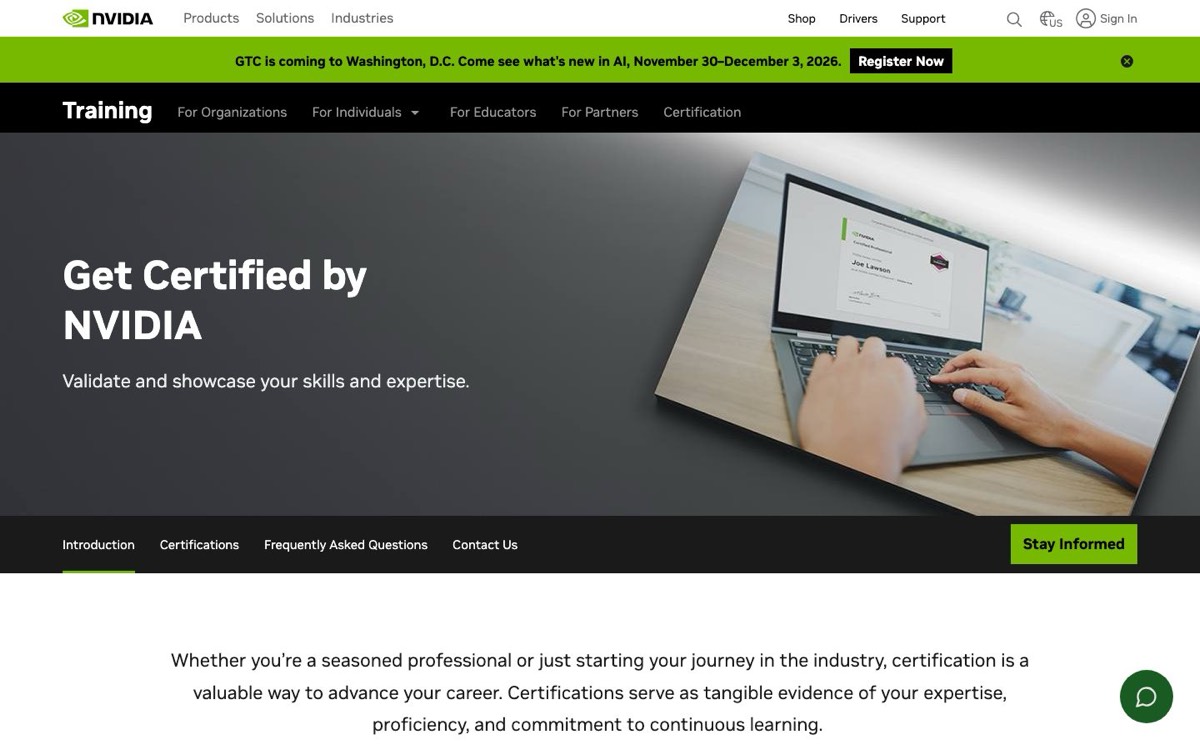 צילום מסך של NVIDIA Certification