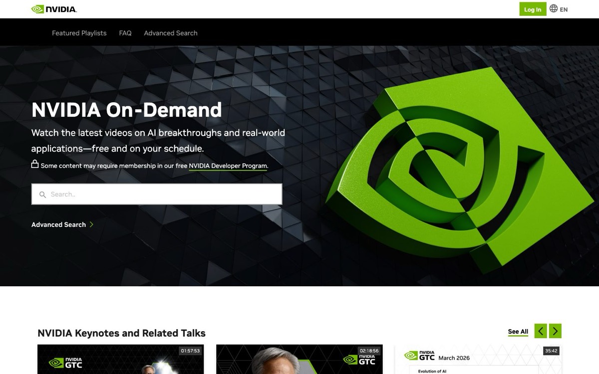 צילום מסך של NVIDIA On-Demand